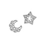 Pendientes estrella y luna con circonitas. Plata de ley 925 - Sophie & Loheme